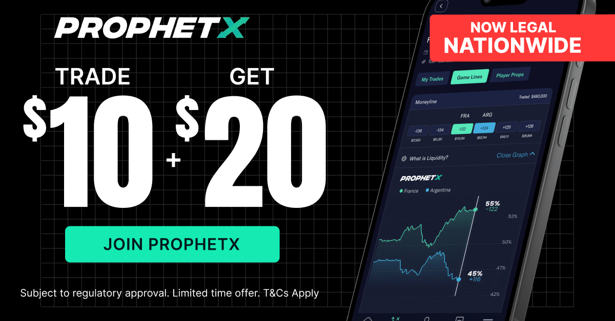 ProphetX — your sports prediction market. Trade $50 and get $75 with code WINPREDICTS.